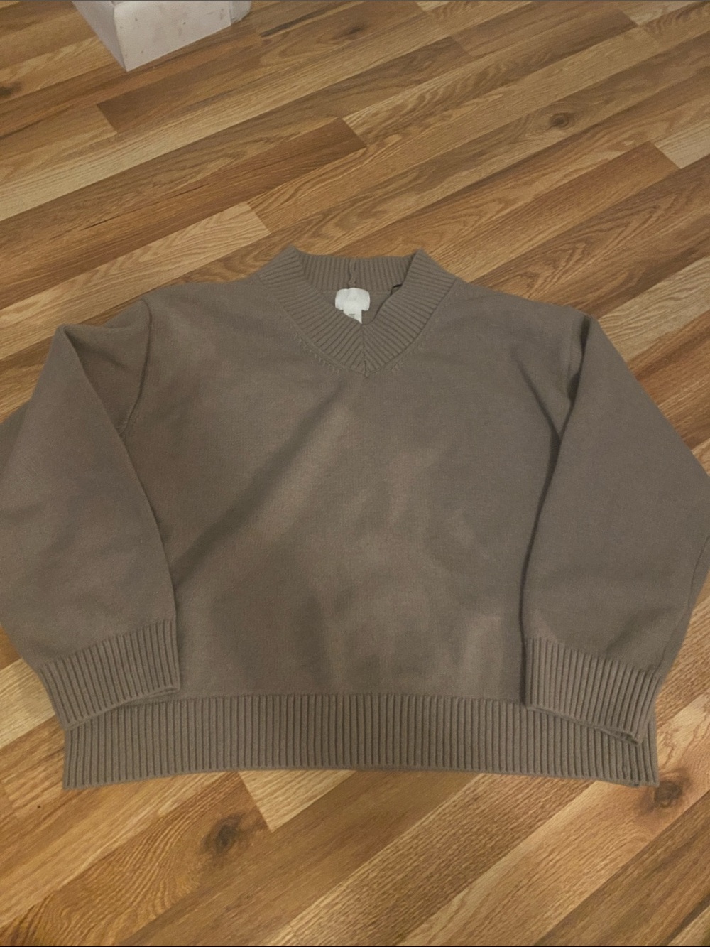 Taupe V-Neck Sweater